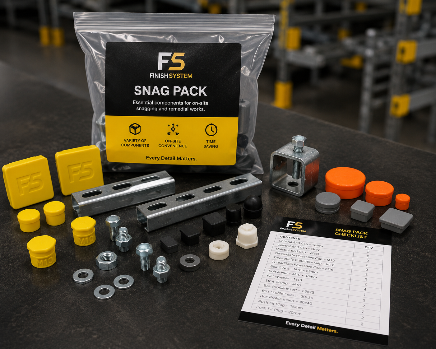 FinishSystem Snag Pack with components and checklist