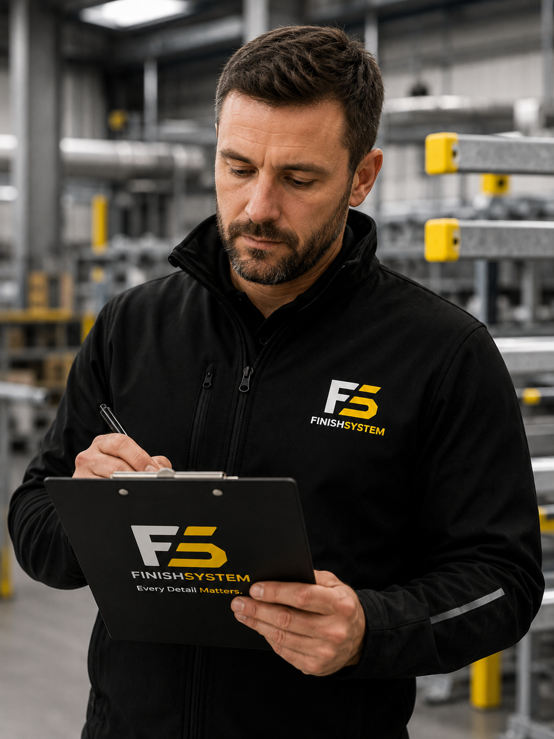 FinishSystem engineer checking a product schedule